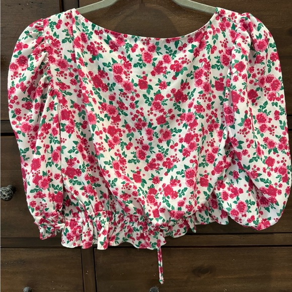 For Love And Lemons “Petal” Floral Blouse with Ruffled Sleeves - Picture 5 of 7